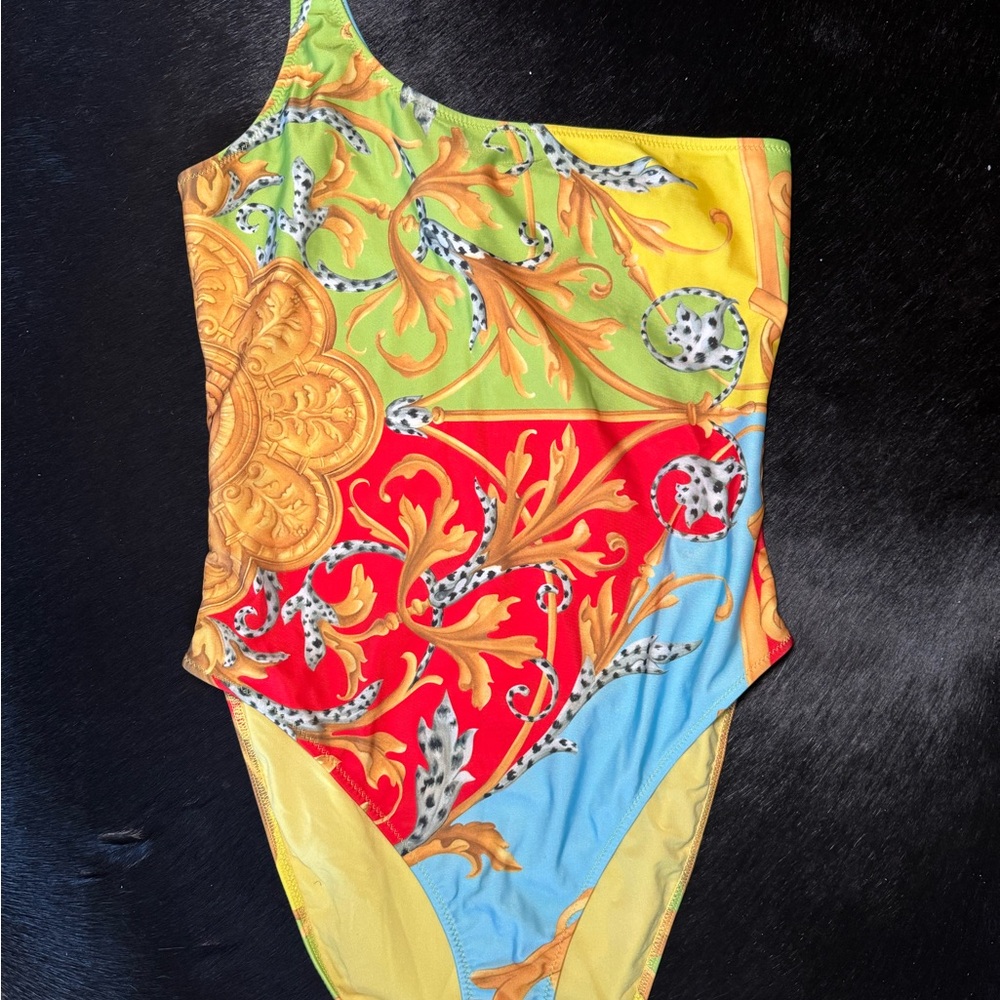 Versace Vibrant One-Shoulder Swimsuit